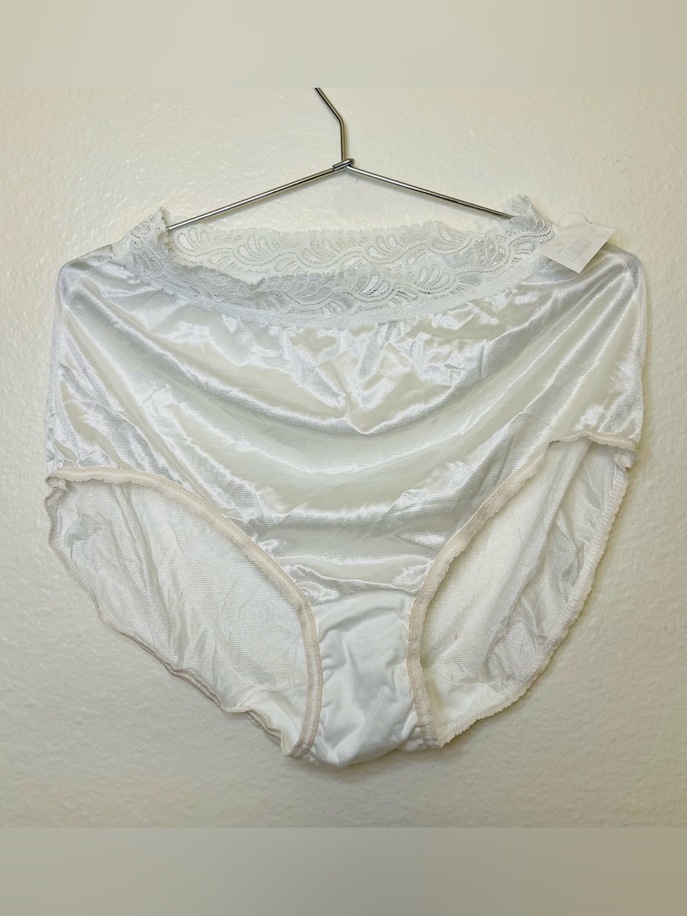 Vintage Fruit of the Loom NWT Classic Lace-Trim Nylon Briefs - White Size 6 / M